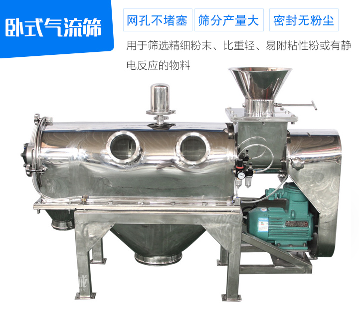 用于篩選精細(xì)粉末、比重輕、易附粘性粉或有靜電反應(yīng)的物料